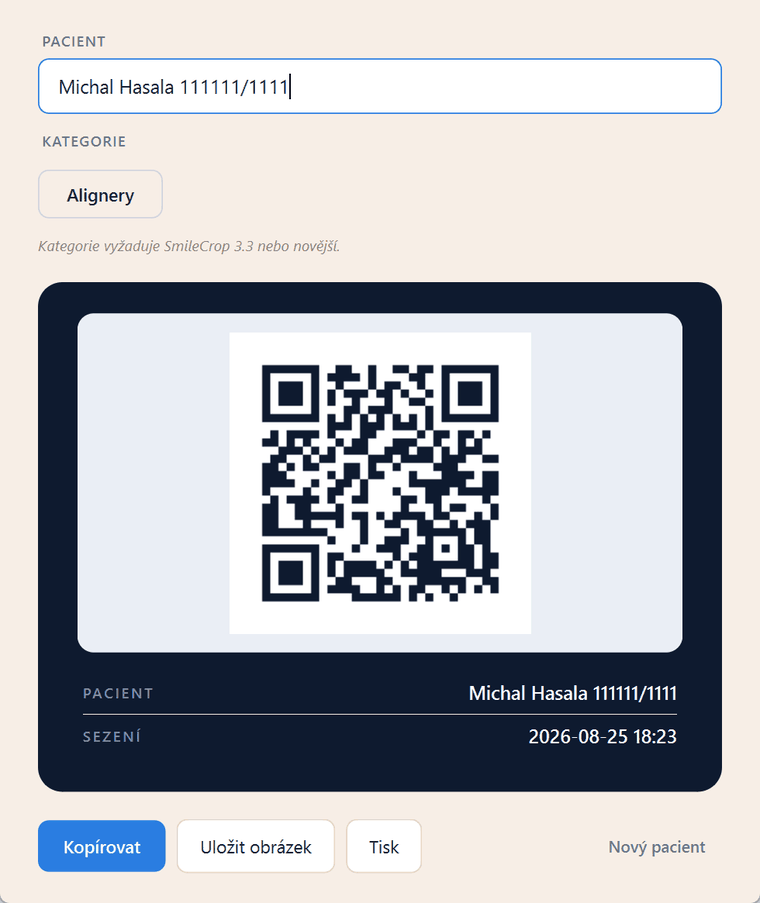 SmileQR showing a generated code